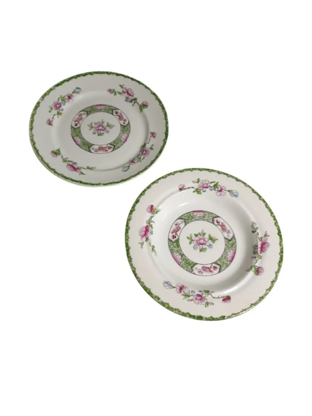 Anchor China Plate and Bowl Pink Green Floral Pattern Bone China England Vintage